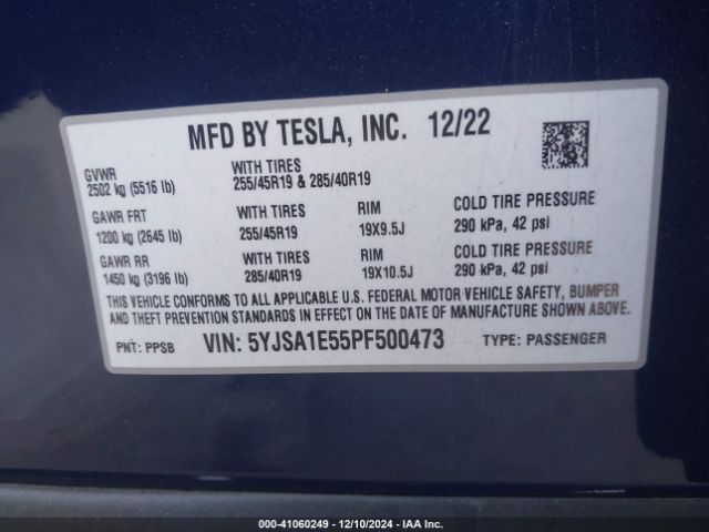 Photo 8 VIN: 5YJSA1E55PF500473 - TESLA MODEL S 