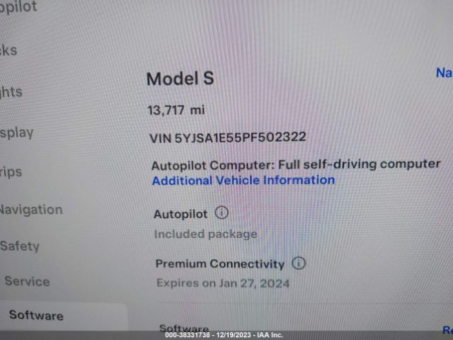 Photo 8 VIN: 5YJSA1E55PF502322 - TESLA MODEL S 