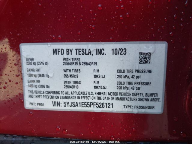 Photo 8 VIN: 5YJSA1E55PF526121 - TESLA MODEL S 