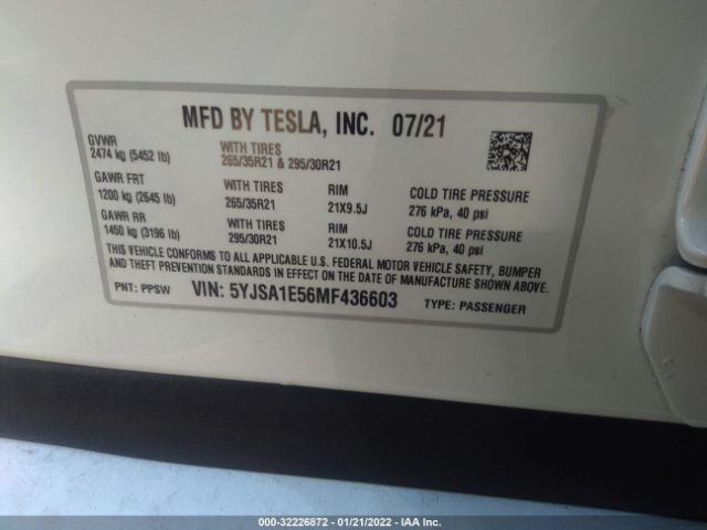 Photo 8 VIN: 5YJSA1E56MF436603 - TESLA MODEL S 