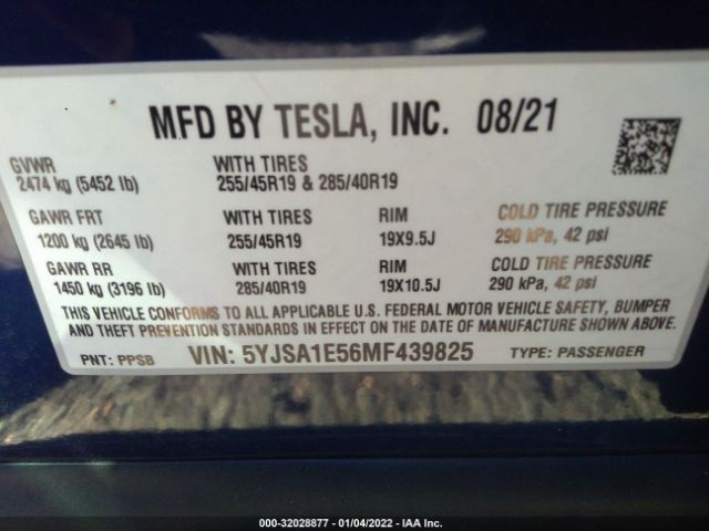 Photo 8 VIN: 5YJSA1E56MF439825 - TESLA MODEL S 