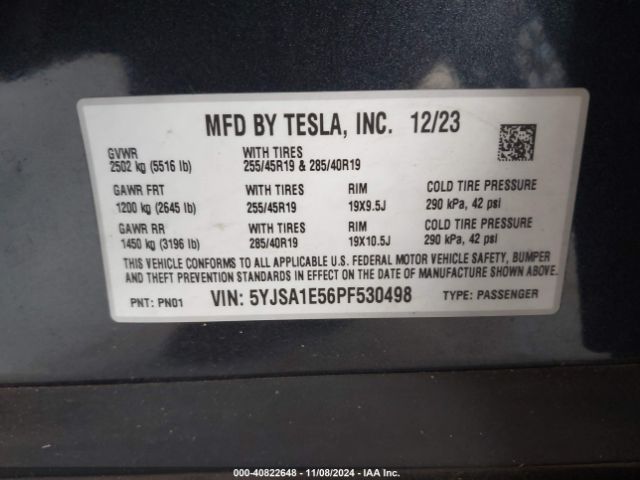 Photo 8 VIN: 5YJSA1E56PF530498 - TESLA MODEL S 