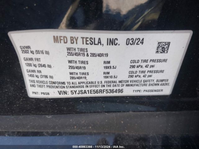 Photo 8 VIN: 5YJSA1E56RF536496 - TESLA MODEL S 