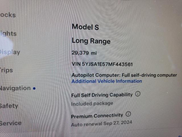 Photo 8 VIN: 5YJSA1E57MF443561 - TESLA MODEL S 