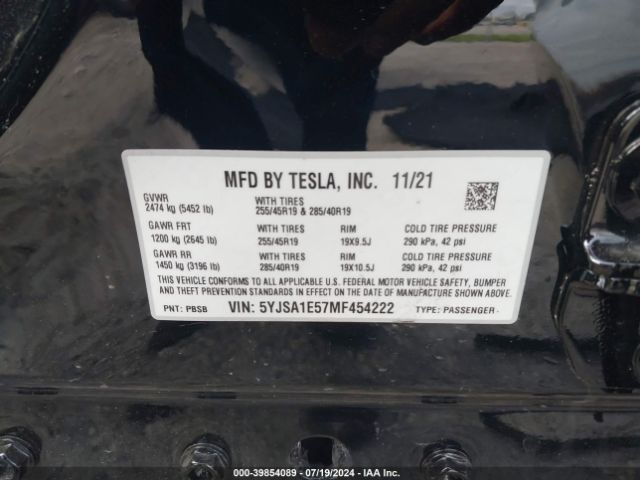 Photo 8 VIN: 5YJSA1E57MF454222 - TESLA MODEL S 