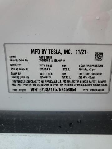 Photo 11 VIN: 5YJSA1E57NF458854 - TESLA MODEL S 