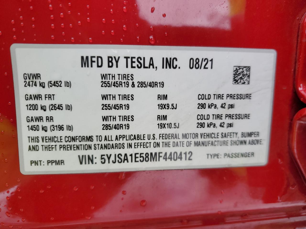 Photo 12 VIN: 5YJSA1E58MF440412 - TESLA MODEL S 