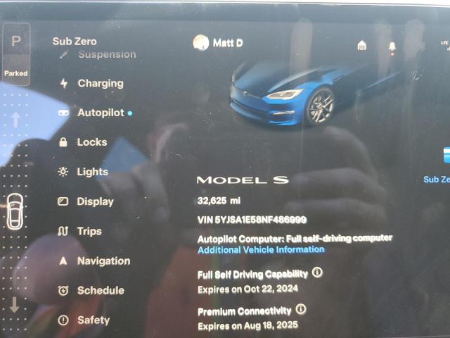 Photo 8 VIN: 5YJSA1E58NF486999 - TESLA MODEL S 