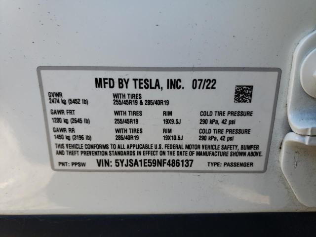 Photo 11 VIN: 5YJSA1E59NF486137 - TESLA MODEL S 