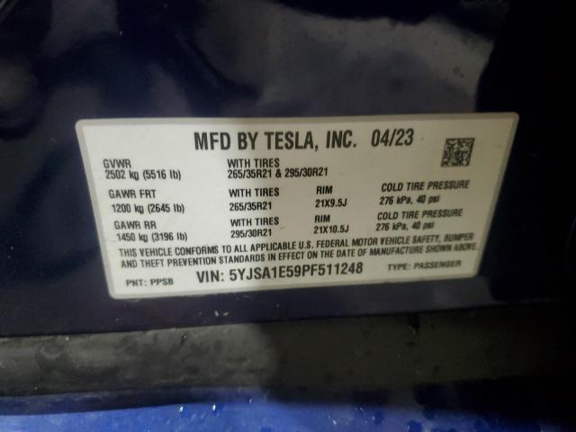 Photo 11 VIN: 5YJSA1E59PF511248 - TESLA MODEL S 