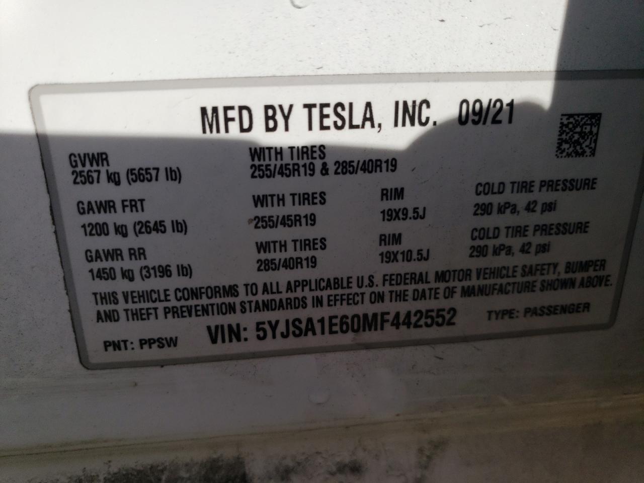 Photo 11 VIN: 5YJSA1E60MF442552 - TESLA MODEL S 