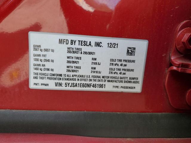 Photo 12 VIN: 5YJSA1E60NF461961 - TESLA MODEL S 