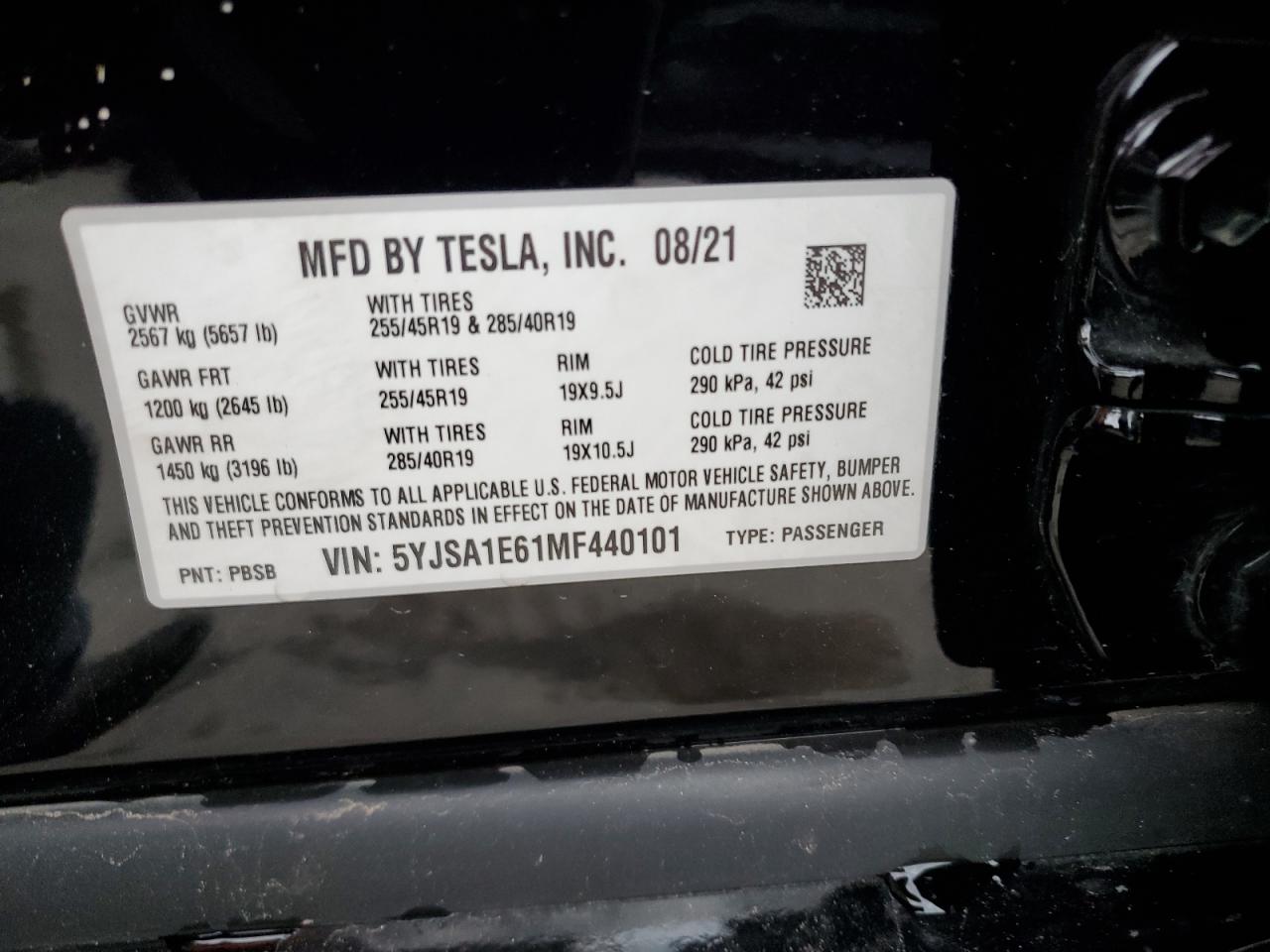 Photo 12 VIN: 5YJSA1E61MF440101 - TESLA MODEL S 