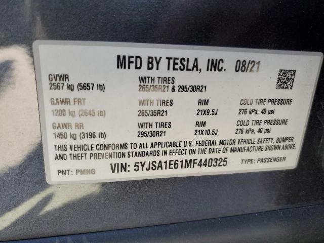 Photo 11 VIN: 5YJSA1E61MF440325 - TESLA MODEL S 