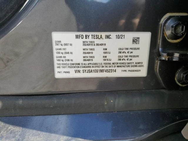 Photo 11 VIN: 5YJSA1E61MF452314 - TESLA MODEL S 