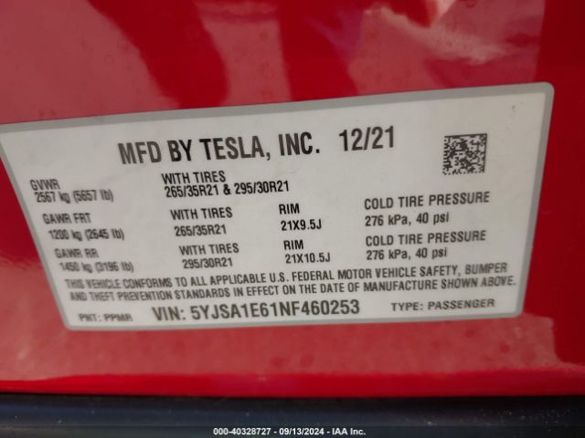 Photo 8 VIN: 5YJSA1E61NF460253 - TESLA MODEL S 