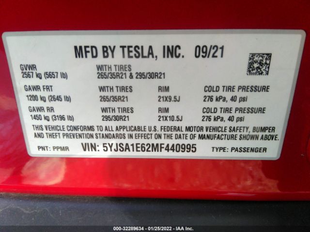 Photo 8 VIN: 5YJSA1E62MF440995 - TESLA MODEL S 