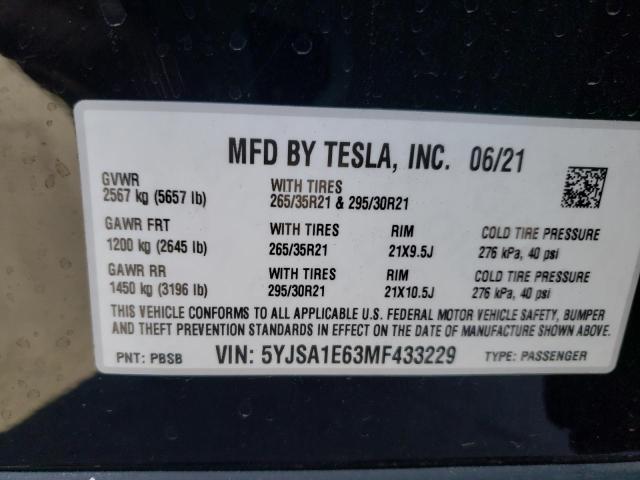 Photo 9 VIN: 5YJSA1E63MF433229 - TESLA MODEL S 