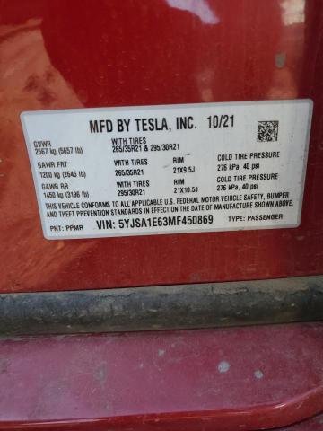 Photo 11 VIN: 5YJSA1E63MF450869 - TESLA MODEL S 