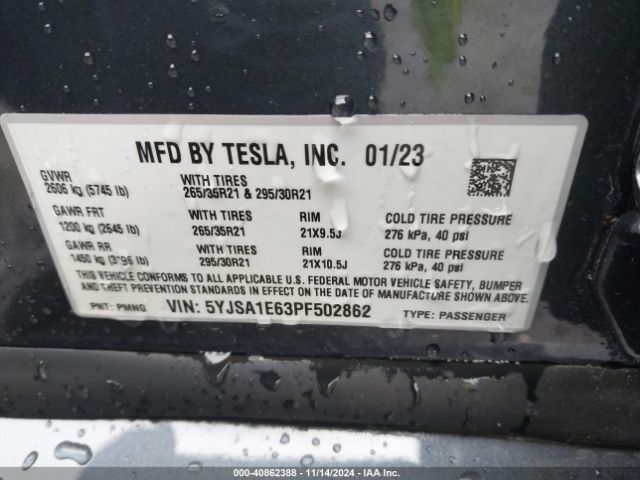 Photo 8 VIN: 5YJSA1E63PF502862 - TESLA MODEL S 