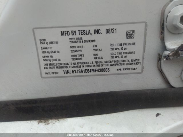 Photo 8 VIN: 5YJSA1E64MF438603 - TESLA MODEL S 