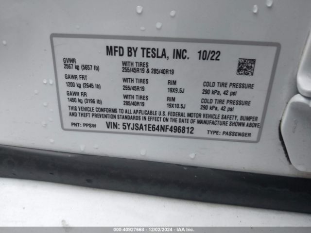 Photo 8 VIN: 5YJSA1E64NF496812 - TESLA MODEL S 