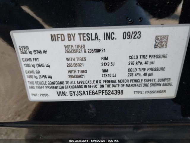 Photo 8 VIN: 5YJSA1E64PF524398 - TESLA MODEL S 