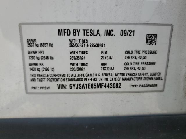 Photo 11 VIN: 5YJSA1E65MF443082 - TESLA MODEL S 