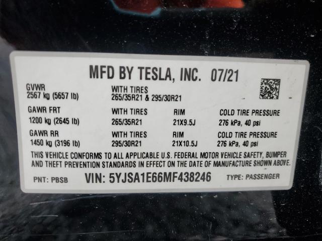 Photo 12 VIN: 5YJSA1E66MF438246 - TESLA MODEL S 