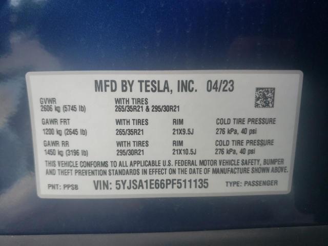 Photo 11 VIN: 5YJSA1E66PF511135 - TESLA MODEL S 