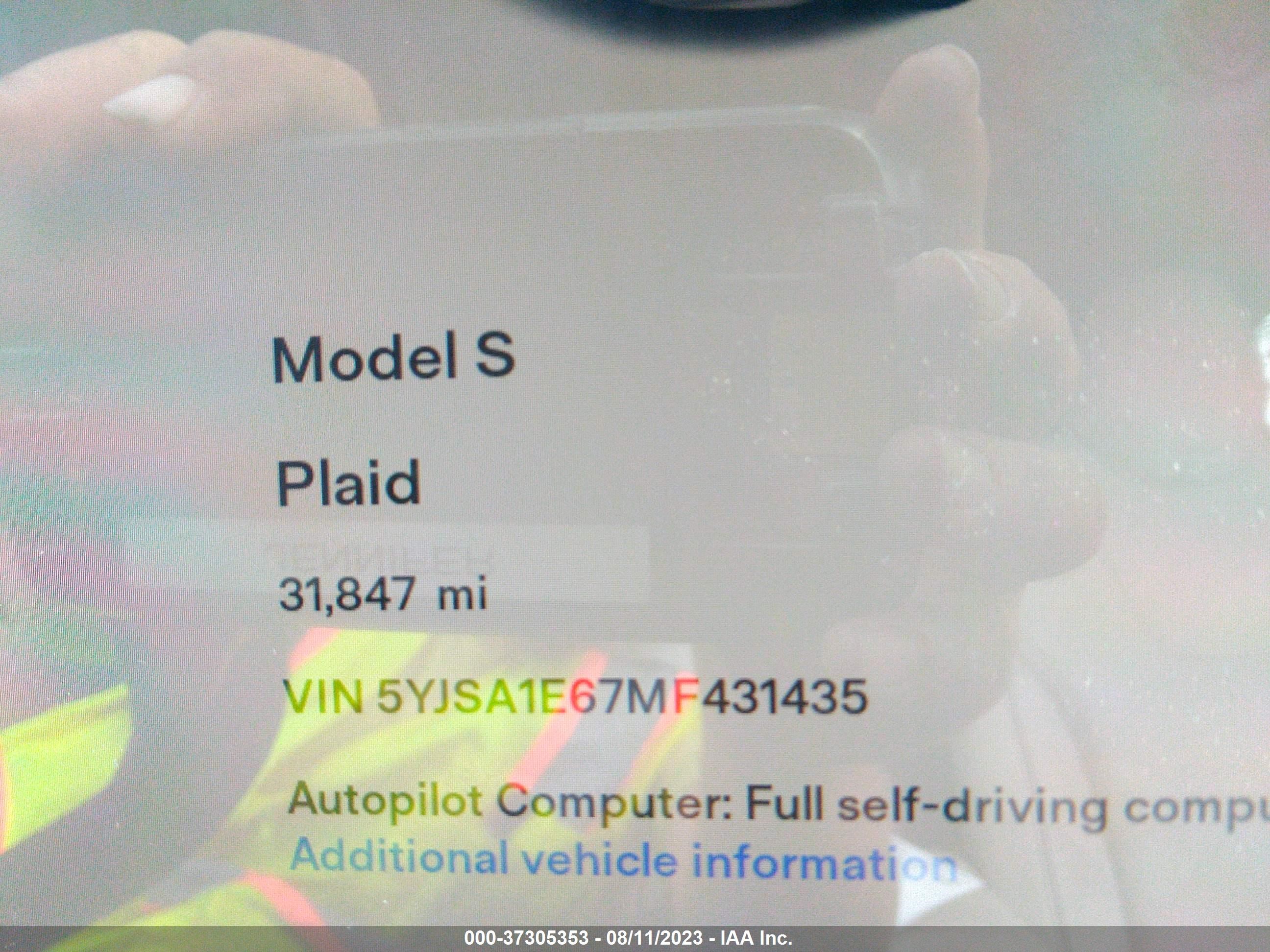 Photo 14 VIN: 5YJSA1E67MF431435 - TESLA MODEL S 