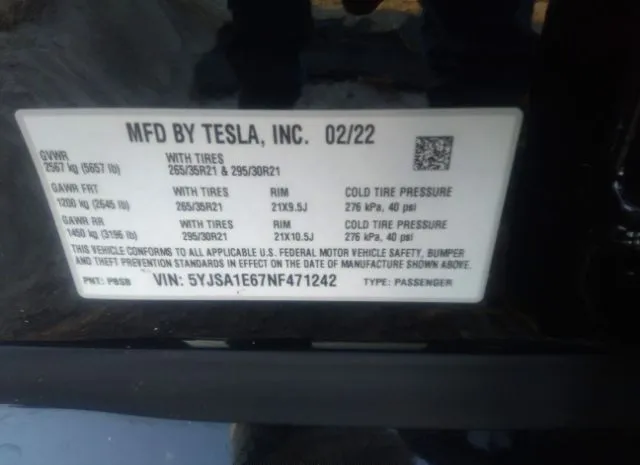 Photo 8 VIN: 5YJSA1E67NF471242 - TESLA MODEL S 