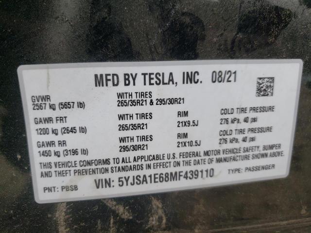 Photo 9 VIN: 5YJSA1E68MF439110 - TESLA MODEL S 