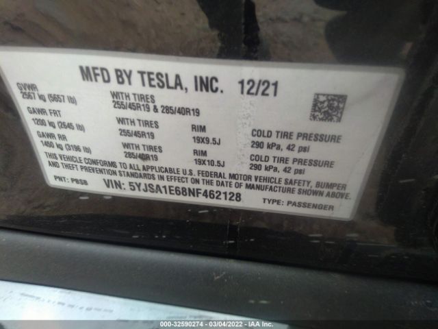 Photo 8 VIN: 5YJSA1E68NF462128 - TESLA MODEL S 