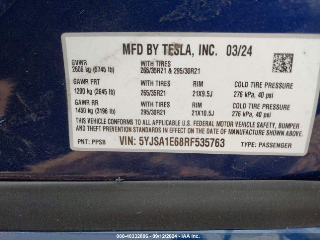 Photo 8 VIN: 5YJSA1E68RF535763 - TESLA MODEL S 