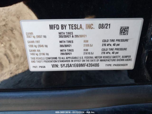 Photo 8 VIN: 5YJSA1E69MF439486 - TESLA MODEL S 