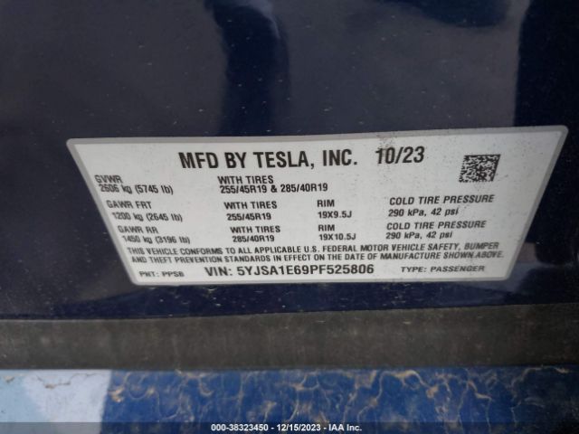 Photo 8 VIN: 5YJSA1E69PF525806 - TESLA MODEL S 