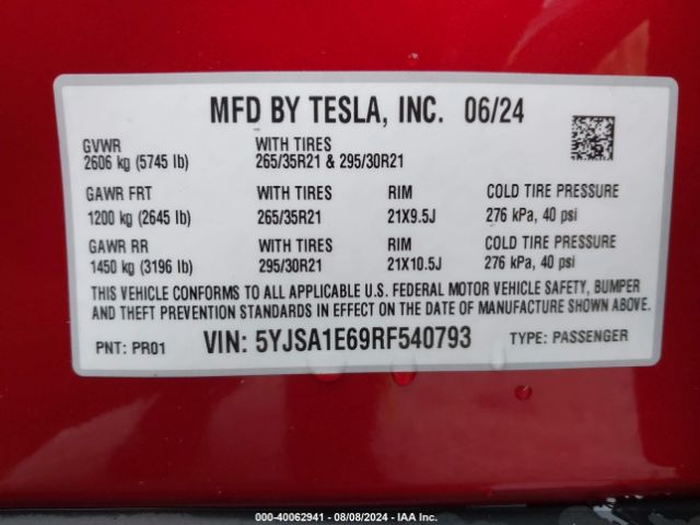 Photo 8 VIN: 5YJSA1E69RF540793 - TESLA MODEL S 