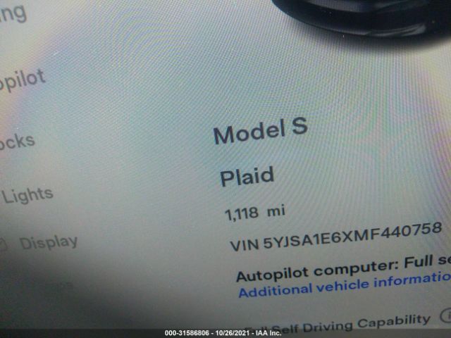 Photo 6 VIN: 5YJSA1E6XMF440758 - TESLA MODEL S 