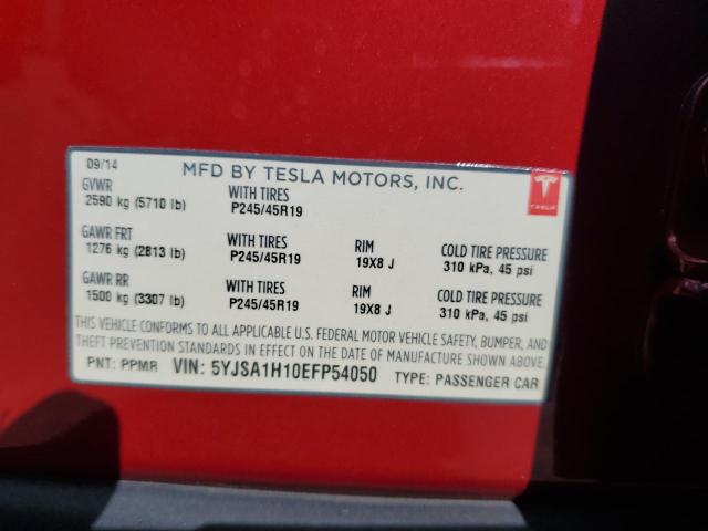 Photo 11 VIN: 5YJSA1H10EFP54050 - TESLA MODEL S 