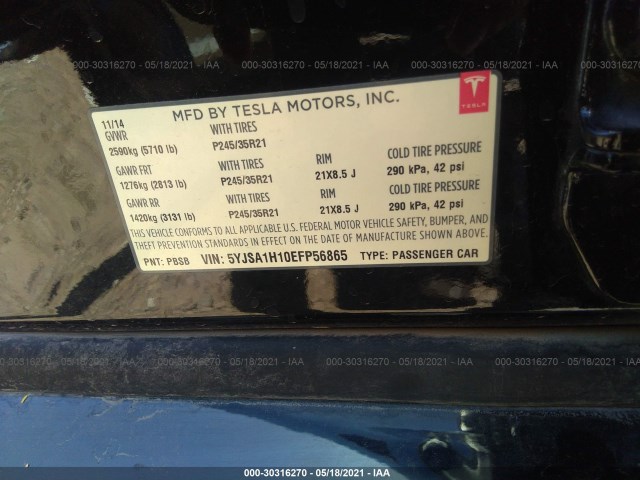 Photo 8 VIN: 5YJSA1H10EFP56865 - TESLA MODEL S 