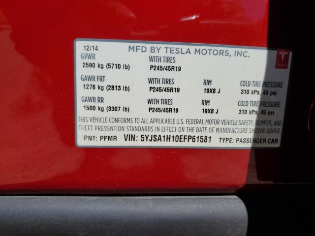 Photo 12 VIN: 5YJSA1H10EFP61581 - TESLA MODEL S 