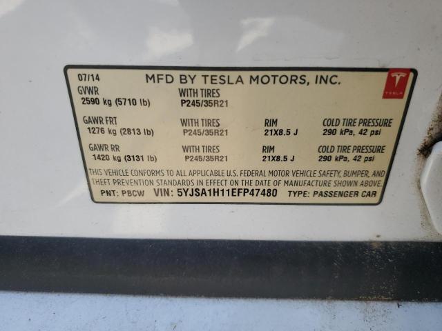 Photo 11 VIN: 5YJSA1H11EFP47480 - TESLA MODEL S 