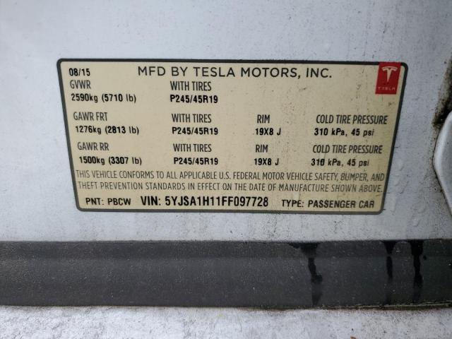 Photo 11 VIN: 5YJSA1H11FF097728 - TESLA MODEL S 