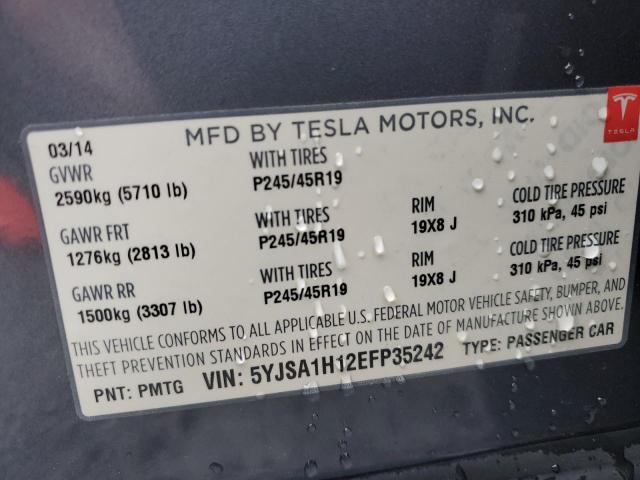 Photo 12 VIN: 5YJSA1H12EFP35242 - TESLA MODEL S 