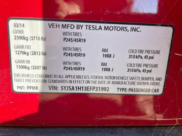 Photo 9 VIN: 5YJSA1H13EFP31992 - TESLA MODEL S 