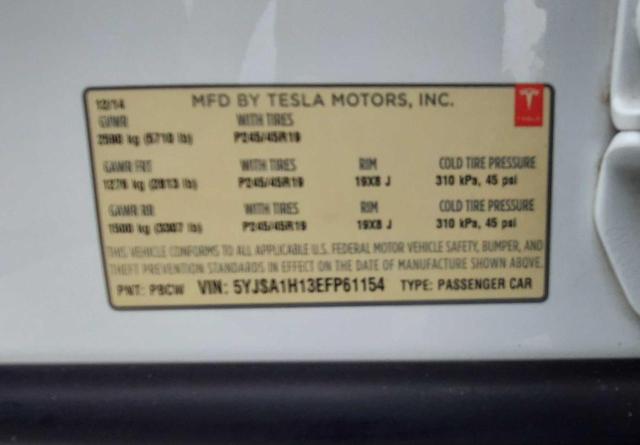 Photo 9 VIN: 5YJSA1H13EFP61154 - TESLA MODEL S 