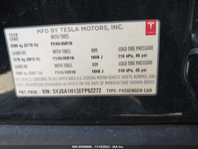 Photo 8 VIN: 5YJSA1H13EFP62272 - TESLA MODEL S 