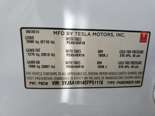 Photo 11 VIN: 5YJSA1H14EFP51118 - TESLA MODEL S 