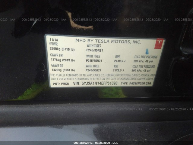 Photo 8 VIN: 5YJSA1H14EFP61390 - TESLA MODEL S 